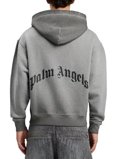 Palm Angels Men's Skull-Print Logo Zip-Front Hoodie - Melange Grey Black | Thumbnail 4 Palm Angels Men's Skull-Print Logo Zip-Front Hoodie - Melange Grey Black | Thumbnail 4