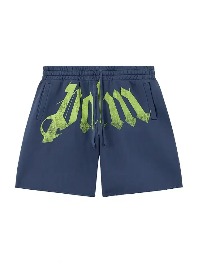 Men's Big Waist Logo Sweat Shorts - Navy Blue Lime Men's Big Waist Logo Sweat Shorts - Navy Blue Lime