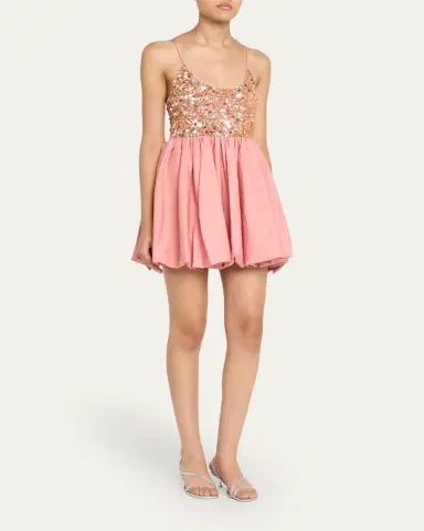 Alice + Olivia Nessa Sequined Empire-Waist Bubble Mini Dress | Thumbnail 4 Alice + Olivia Nessa Sequined Empire-Waist Bubble Mini Dress | Thumbnail 4