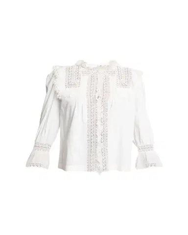 Saint Laurent Lace-Yoke Ruffle Poplin Blouse | Thumbnail 1 Saint Laurent Lace-Yoke Ruffle Poplin Blouse | Thumbnail 1