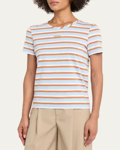 Marni Striped Cotton Short-Sleeve T-Shirt | Thumbnail 4 Marni Striped Cotton Short-Sleeve T-Shirt | Thumbnail 4
