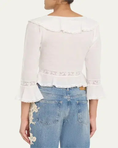 LoveShackFancy Olenna Cotton Victorian Ruffle Top | Thumbnail 3 LoveShackFancy Olenna Cotton Victorian Ruffle Top | Thumbnail 3