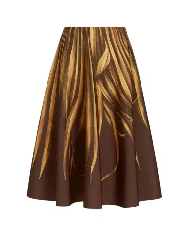 Oscar de la Renta Palm-Print Faille Midi Skirt | Thumbnail 1 Oscar de la Renta Palm-Print Faille Midi Skirt | Thumbnail 1