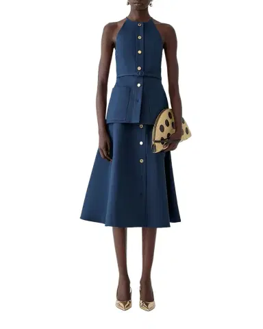 Carolina Herrera Button-Front Cotton Midi Skirt | Thumbnail 1 Carolina Herrera Button-Front Cotton Midi Skirt | Thumbnail 1