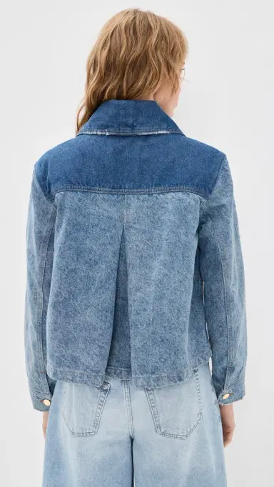 GANNI Patchwork Denim Short Jacket Mid Blue Vintage | Thumbnail 3 GANNI Patchwork Denim Short Jacket Mid Blue Vintage | Thumbnail 3