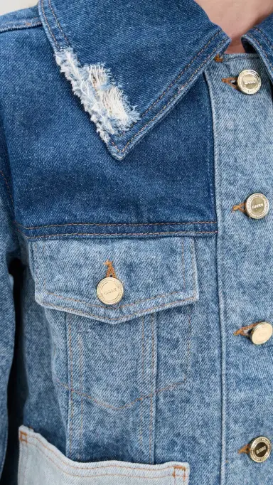 GANNI Patchwork Denim Short Jacket Mid Blue Vintage | Thumbnail 6 GANNI Patchwork Denim Short Jacket Mid Blue Vintage | Thumbnail 6
