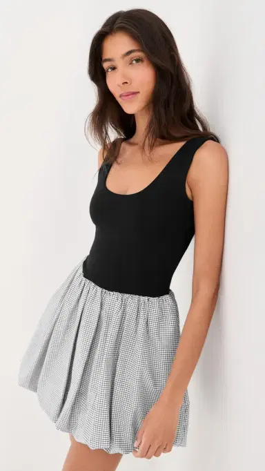 LE BOP Piper Combo Dress Black/White Check L | Thumbnail 2 LE BOP Piper Combo Dress Black/White Check L | Thumbnail 2