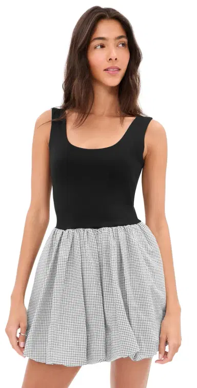 LE BOP Piper Combo Dress Black/White Check L | Thumbnail 1 LE BOP Piper Combo Dress Black/White Check L | Thumbnail 1