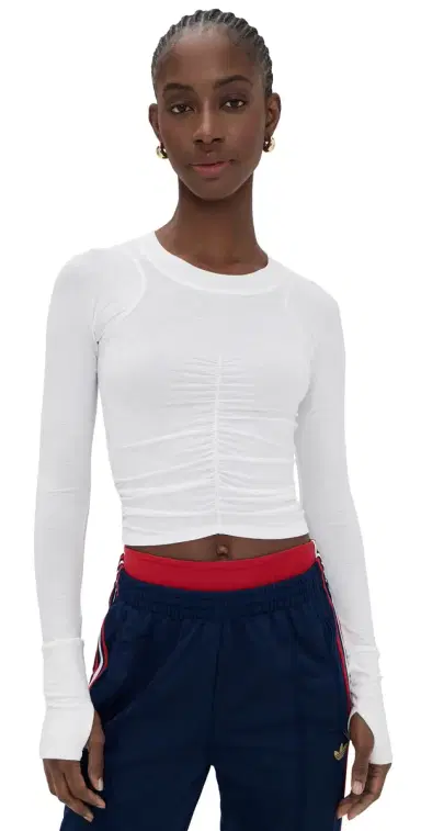FP Movement Tempo Ruched Long Sleeve Tee White | Thumbnail 1 FP Movement Tempo Ruched Long Sleeve Tee White | Thumbnail 1