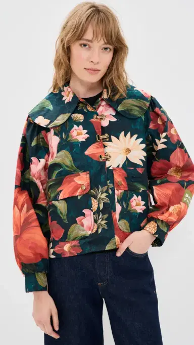 Barbour X Farm Rio Wild Casual Jacket Navy Wildflower/Flower Navy M | Thumbnail 2 Barbour X Farm Rio Wild Casual Jacket Navy Wildflower/Flower Navy M | Thumbnail 2