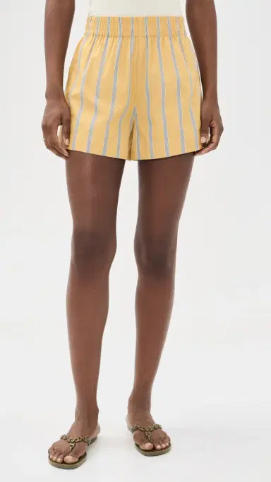 Madewell Pull-On Shorts in Washed Poplin Yellow And Blue tripe | Thumbnail 2 Madewell Pull-On Shorts in Washed Poplin Yellow And Blue tripe | Thumbnail 2