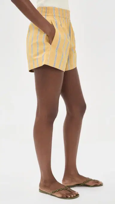 Madewell Pull-On Shorts in Washed Poplin Yellow And Blue tripe | Thumbnail 4 Madewell Pull-On Shorts in Washed Poplin Yellow And Blue tripe | Thumbnail 4