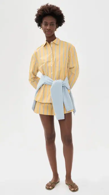 Madewell Pull-On Shorts in Washed Poplin Yellow And Blue tripe | Thumbnail 5 Madewell Pull-On Shorts in Washed Poplin Yellow And Blue tripe | Thumbnail 5