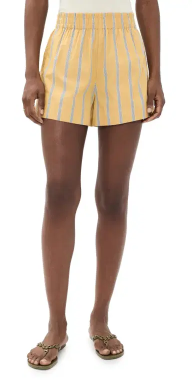 Madewell Pull-On Shorts in Washed Poplin Yellow And Blue tripe | Thumbnail 1 Madewell Pull-On Shorts in Washed Poplin Yellow And Blue tripe | Thumbnail 1