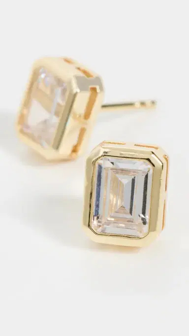 Shashi Emerald Baguette Studs | Thumbnail 4 Shashi Emerald Baguette Studs | Thumbnail 4