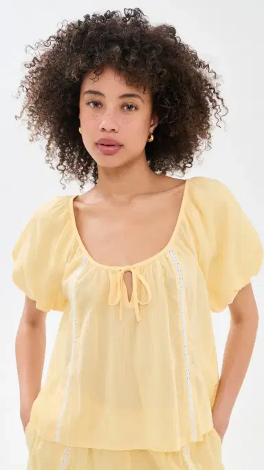 Damson Madder Maura Lace Trim Top Butter | Thumbnail 2 Damson Madder Maura Lace Trim Top Butter | Thumbnail 2