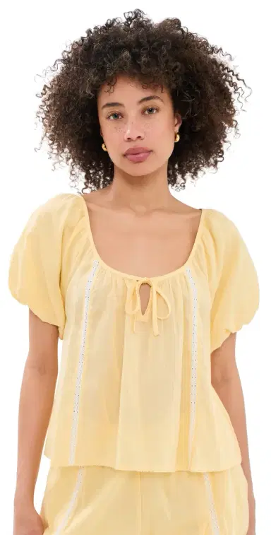 Damson Madder Maura Lace Trim Top Butter | Thumbnail 1 Damson Madder Maura Lace Trim Top Butter | Thumbnail 1