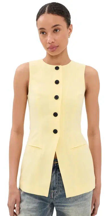ALIGNE Leo Linen Mix Waistcoat Butter Yellow | Thumbnail 1 ALIGNE Leo Linen Mix Waistcoat Butter Yellow | Thumbnail 1