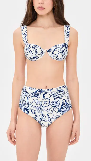 Simkhai Anniston Ruched Cup Bikini Top Blueberry Multi S | Thumbnail 5 Simkhai Anniston Ruched Cup Bikini Top Blueberry Multi S | Thumbnail 5