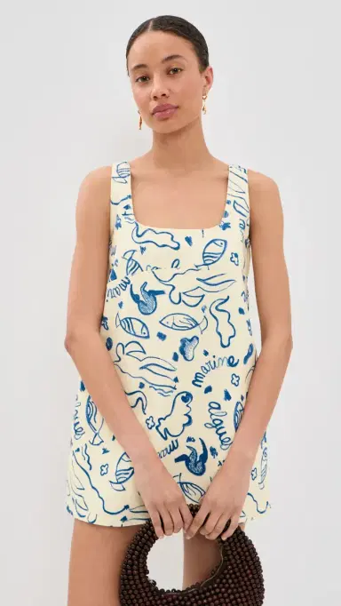 SIMONMILLER ahara Printed Denim Dress Marine Print | Thumbnail 2 SIMONMILLER ahara Printed Denim Dress Marine Print | Thumbnail 2