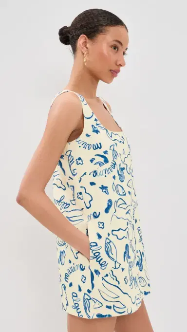 SIMONMILLER ahara Printed Denim Dress Marine Print | Thumbnail 4 SIMONMILLER ahara Printed Denim Dress Marine Print | Thumbnail 4