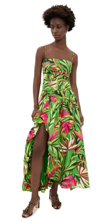 FARM Rio Tropical Dream Green Maxi Dress Orange | Thumbnail 1 FARM Rio Tropical Dream Green Maxi Dress Orange | Thumbnail 1