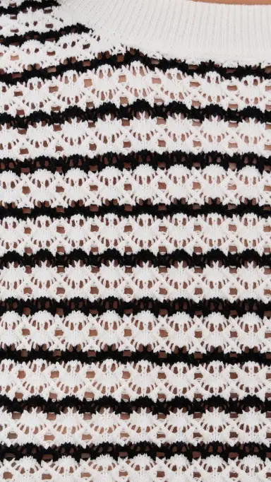 Joe's Jeans Crochet Baby Tee Milk/Black tripe | Thumbnail 6 Joe's Jeans Crochet Baby Tee Milk/Black tripe | Thumbnail 6