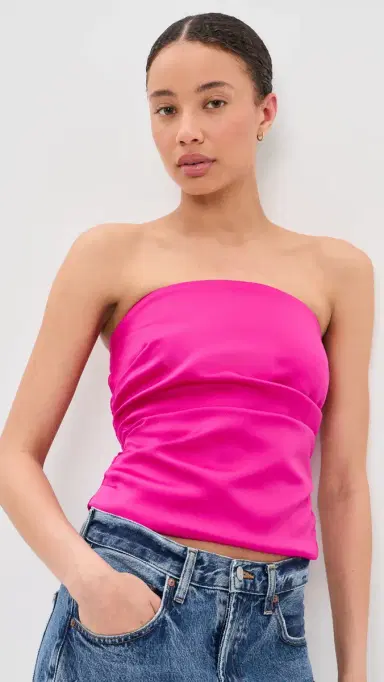 Ganni Duchesse Satin Bandeau Top | Thumbnail 2 Ganni Duchesse Satin Bandeau Top | Thumbnail 2