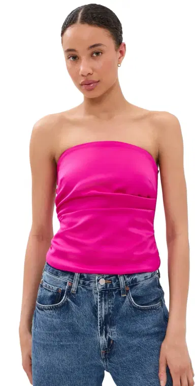 Ganni Duchesse Satin Bandeau Top | Thumbnail 1 Ganni Duchesse Satin Bandeau Top | Thumbnail 1