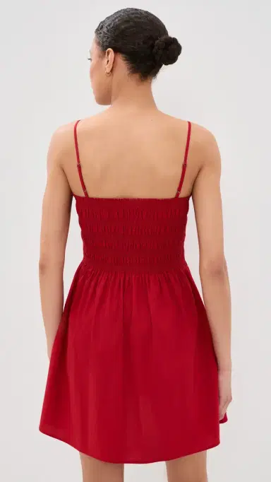 Pistola ina Smocked Bodice Mini Dress Racer Red | Thumbnail 3 Pistola ina Smocked Bodice Mini Dress Racer Red | Thumbnail 3
