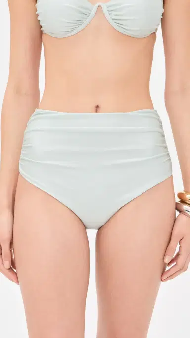 Simkhai Teya High Waisted Ruched Bikini Bottoms Mint M | Thumbnail 2 Simkhai Teya High Waisted Ruched Bikini Bottoms Mint M | Thumbnail 2