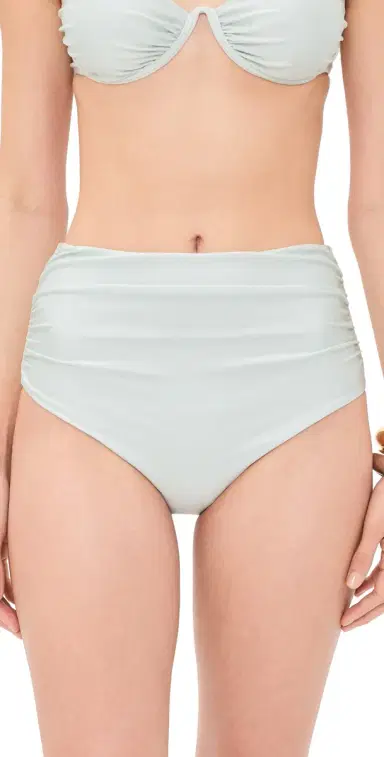 Simkhai Teya High Waisted Ruched Bikini Bottoms Mint M | Thumbnail 1 Simkhai Teya High Waisted Ruched Bikini Bottoms Mint M | Thumbnail 1
