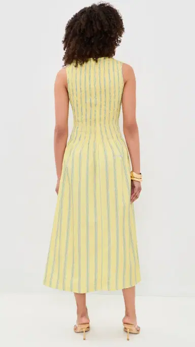 House of Sunny Striped Ruched Mesh Dress Butter | Thumbnail 3 House of Sunny Striped Ruched Mesh Dress Butter | Thumbnail 3