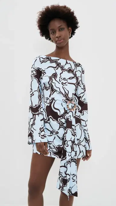 Seven Wonders Kaeli Mini Dress Zara Florals Chocolate & Blue | Thumbnail 2 Seven Wonders Kaeli Mini Dress Zara Florals Chocolate & Blue | Thumbnail 2