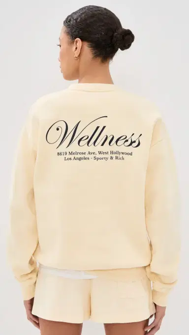 Sporty & Rich Avenue Crew Neck Sweatshirt Almond Navy | Thumbnail 3 Sporty & Rich Avenue Crew Neck Sweatshirt Almond Navy | Thumbnail 3