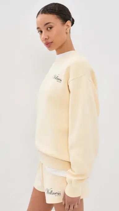 Sporty & Rich Avenue Crew Neck Sweatshirt Almond Navy | Thumbnail 4 Sporty & Rich Avenue Crew Neck Sweatshirt Almond Navy | Thumbnail 4