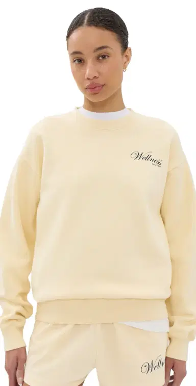 Sporty & Rich Avenue Crew Neck Sweatshirt Almond Navy | Thumbnail 1 Sporty & Rich Avenue Crew Neck Sweatshirt Almond Navy | Thumbnail 1