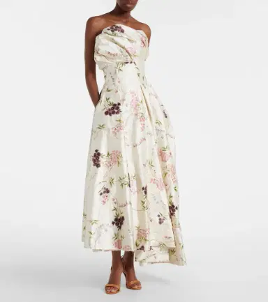 Erdem Draped floral satin cocktail dress | Thumbnail 3 Erdem Draped floral satin cocktail dress | Thumbnail 3