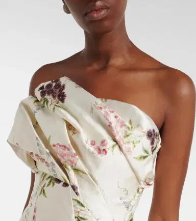 Erdem Draped floral satin cocktail dress | Thumbnail 4 Erdem Draped floral satin cocktail dress | Thumbnail 4