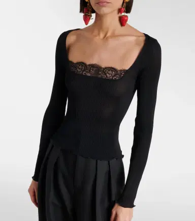 Saint Laurent Lace-trimmed silk top | Thumbnail 4 Saint Laurent Lace-trimmed silk top | Thumbnail 4