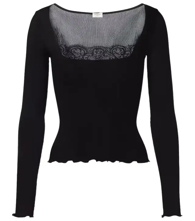 Lace-trimmed silk top Lace-trimmed silk top