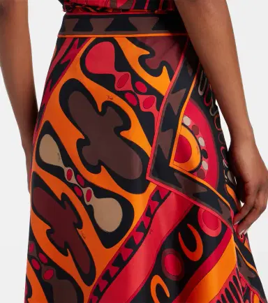 Pucci Soleil asymmetric silk twill midi skirt | Thumbnail 2 Pucci Soleil asymmetric silk twill midi skirt | Thumbnail 2