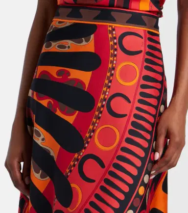 Pucci Soleil asymmetric silk twill midi skirt | Thumbnail 3 Pucci Soleil asymmetric silk twill midi skirt | Thumbnail 3