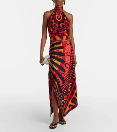 Pucci Soleil asymmetric silk twill midi skirt | Thumbnail 4 Pucci Soleil asymmetric silk twill midi skirt | Thumbnail 4