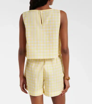 Asceno Kobe gingham linen and cotton crop top | Thumbnail 2 Asceno Kobe gingham linen and cotton crop top | Thumbnail 2