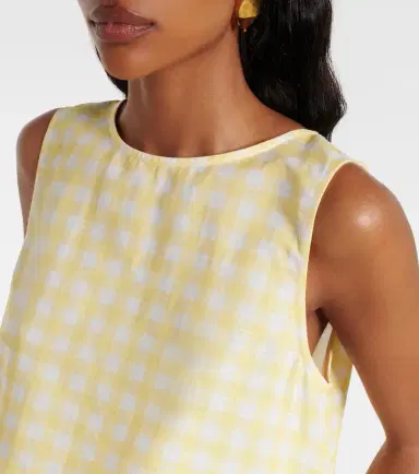 Asceno Kobe gingham linen and cotton crop top | Thumbnail 4 Asceno Kobe gingham linen and cotton crop top | Thumbnail 4