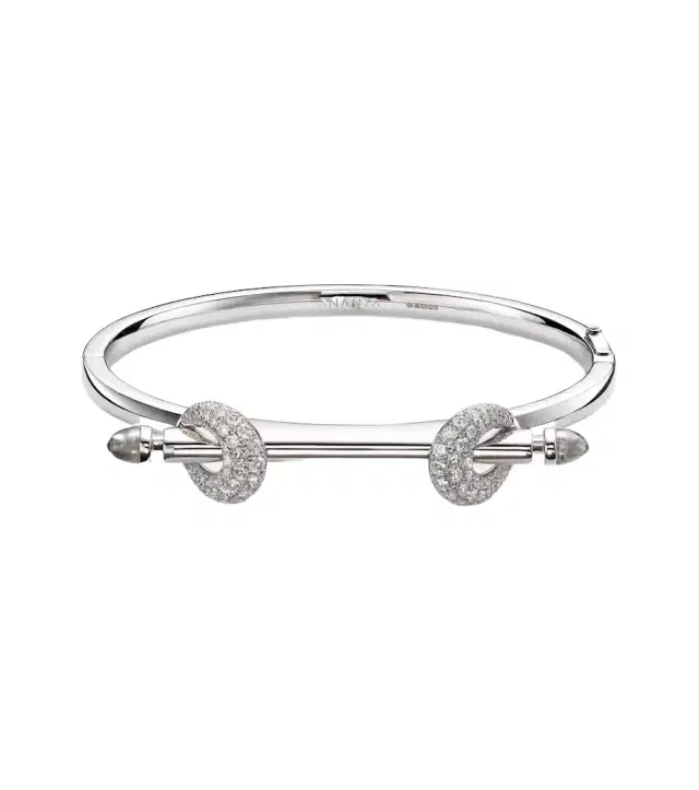 Ananya Chakra Icon 18kt white gold bracelet with diamonds and quartz