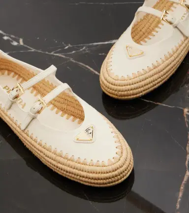 Prada Leather and raffia Mary Jane flats | Thumbnail 4 Prada Leather and raffia Mary Jane flats | Thumbnail 4
