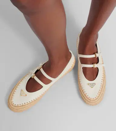 Prada Leather and raffia Mary Jane flats | Thumbnail 6 Prada Leather and raffia Mary Jane flats | Thumbnail 6