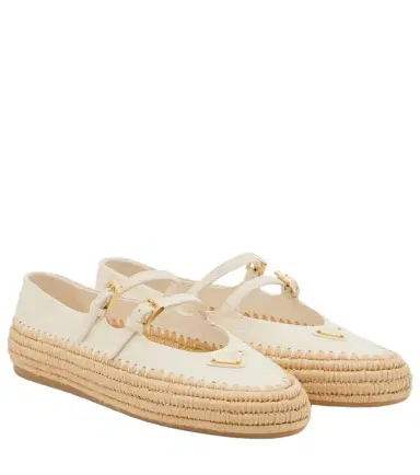 Prada Leather and raffia Mary Jane flats | Thumbnail 1 Prada Leather and raffia Mary Jane flats | Thumbnail 1